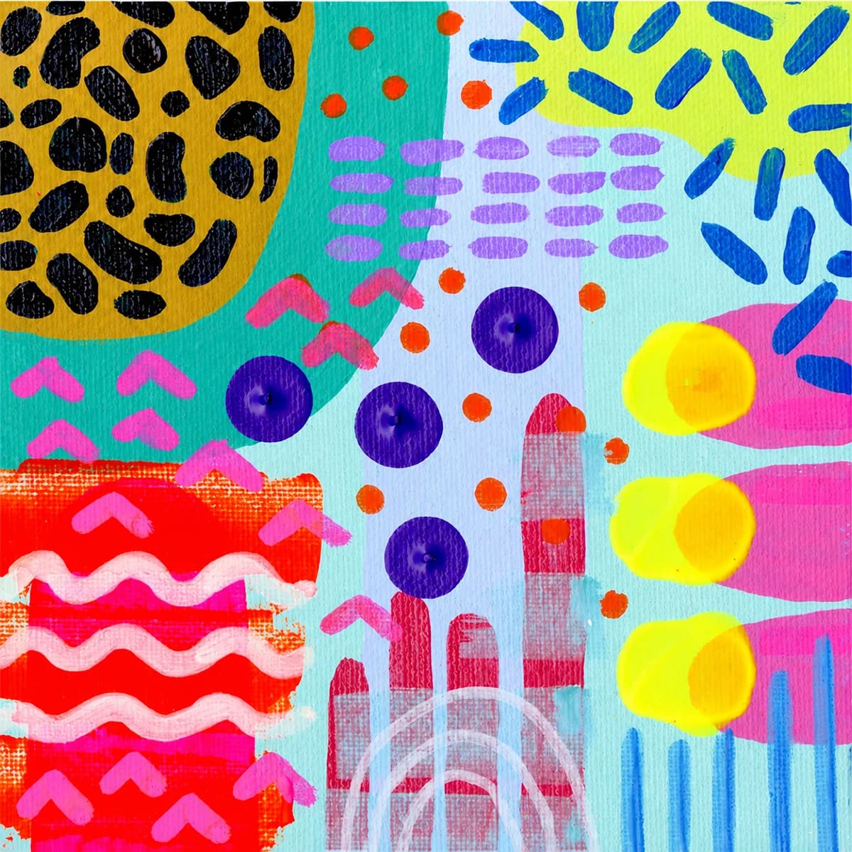 Colorful abstract artwork featured in the current artist exhibition